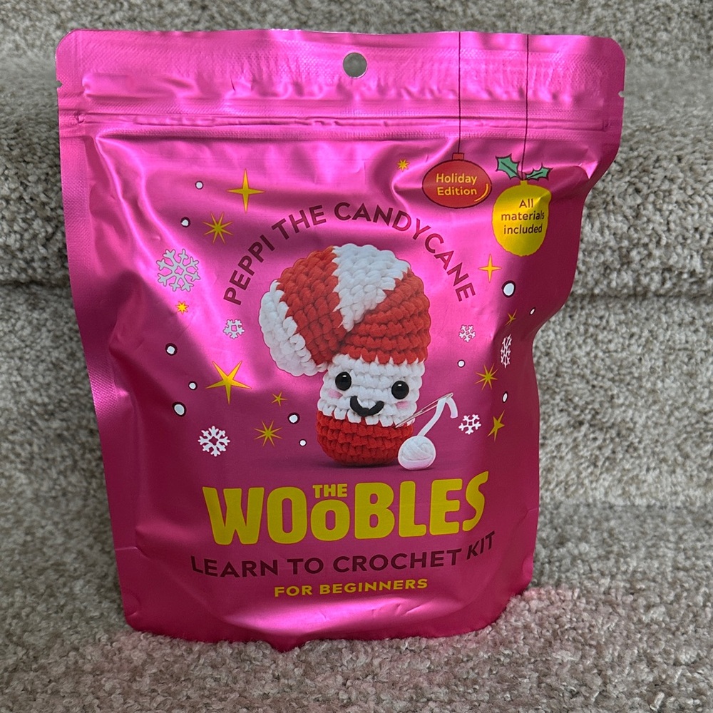 The Woobles Crochet Kit Peppi the Candy Cane